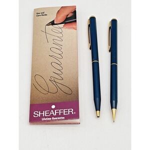 62-9 Sheaffer Vintage Ballpoint Pen and Pencil Set Med Tip Matte Navy